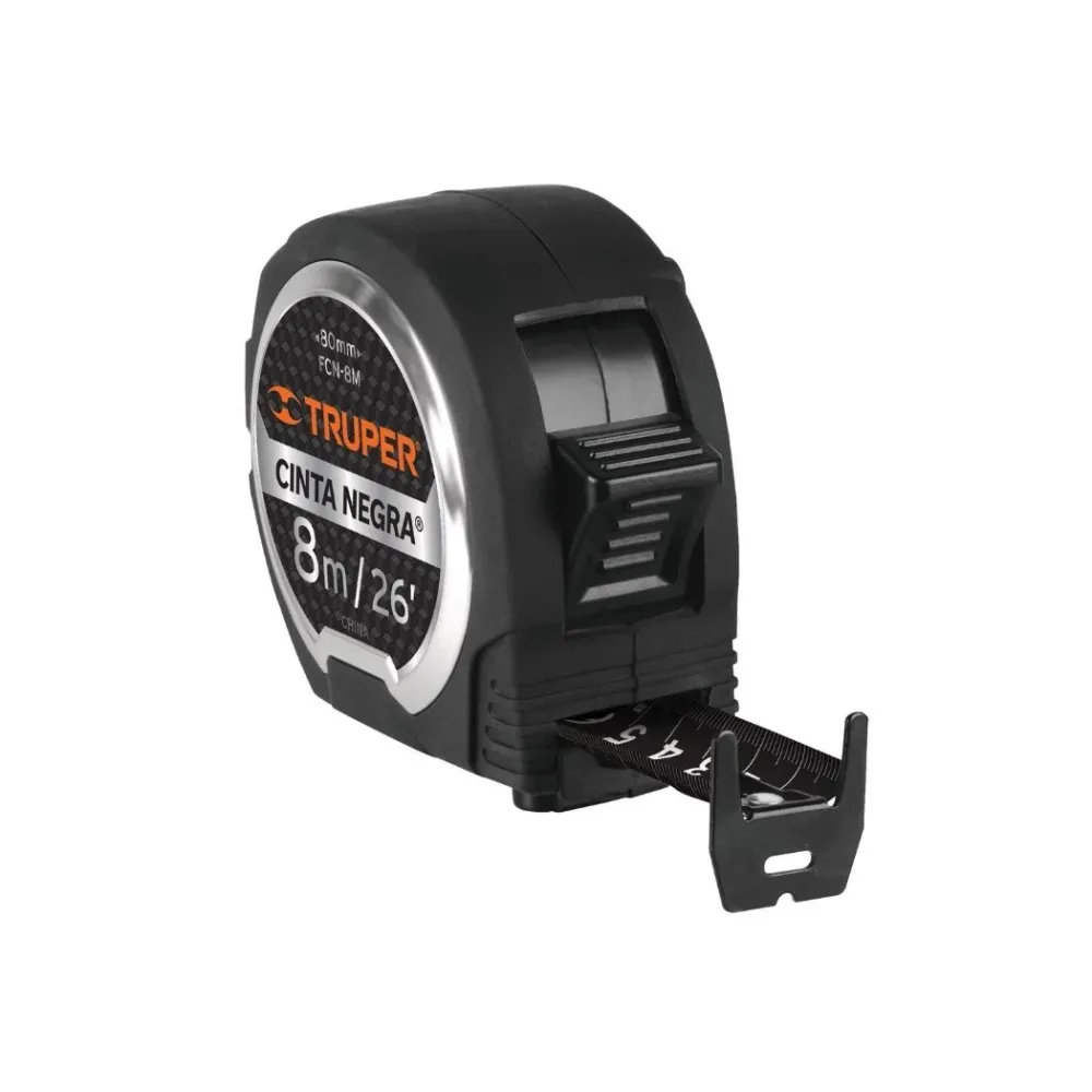 Flexometro Contra Impactos X-Ancha (8 Mt) 11747 Cinta Negra TRUPER