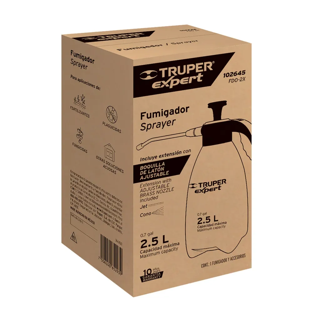 Fumigador doméstico de 2.5 litros, mango ergonómico, Expert Truper