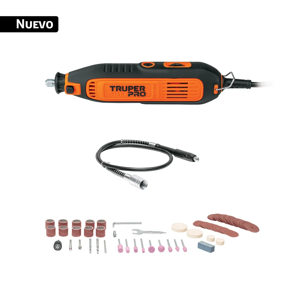 Herramienta rotativa 135W con 97 accesorios, Truper PRO