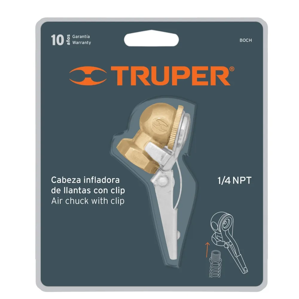 Inflador De Latón Con Clip, Hembra, Truper