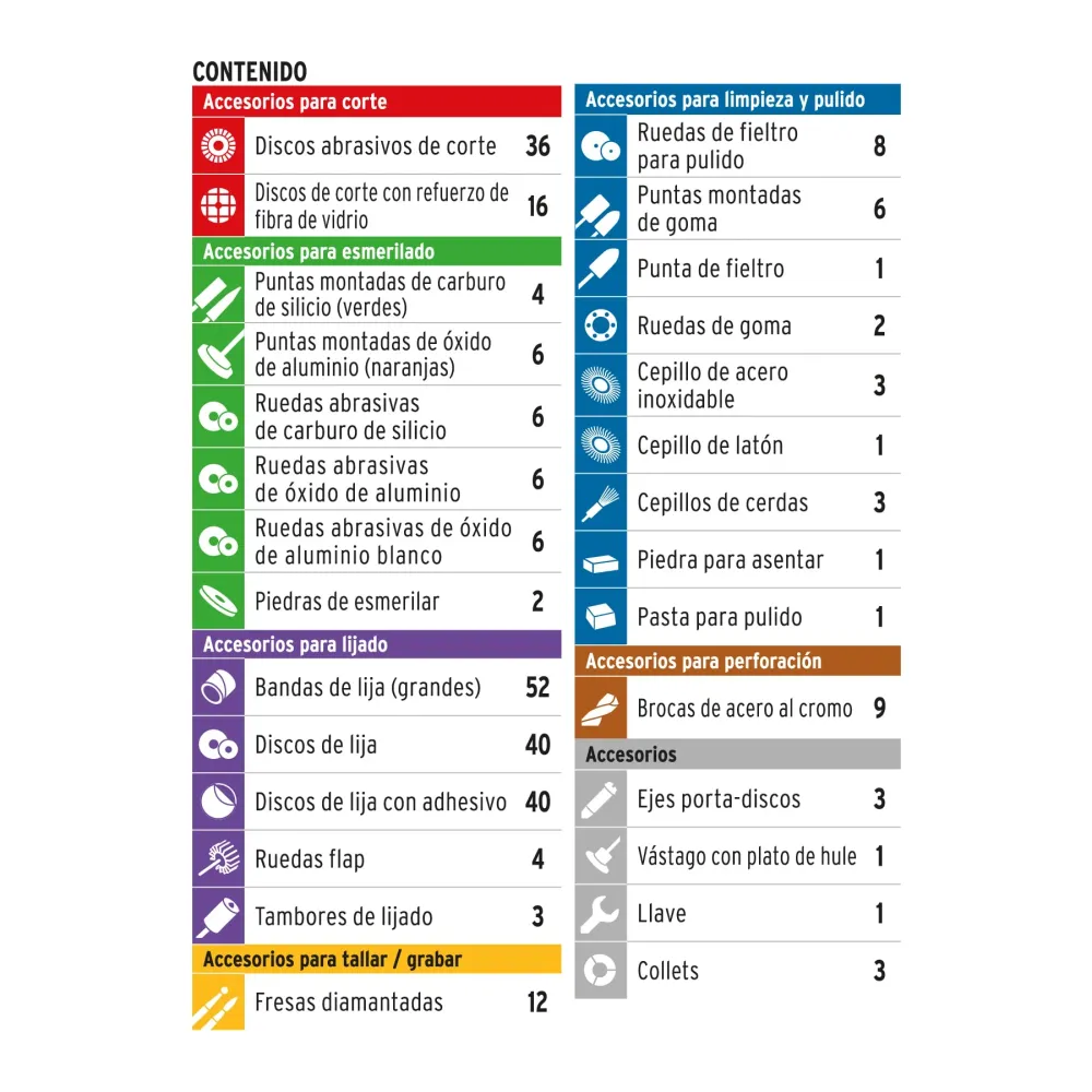 Kit de accesorios para herramienta rotativa, 276 pzs, Truper