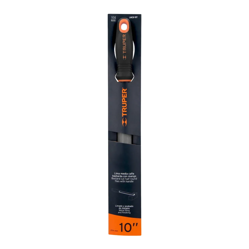 Lima media cañ bastarda 10" mango doble inyección, Truper