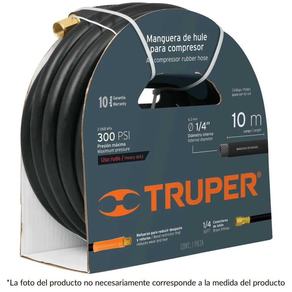 Manguera De Hule Para Compresor, 15 m, 1/2", Truper