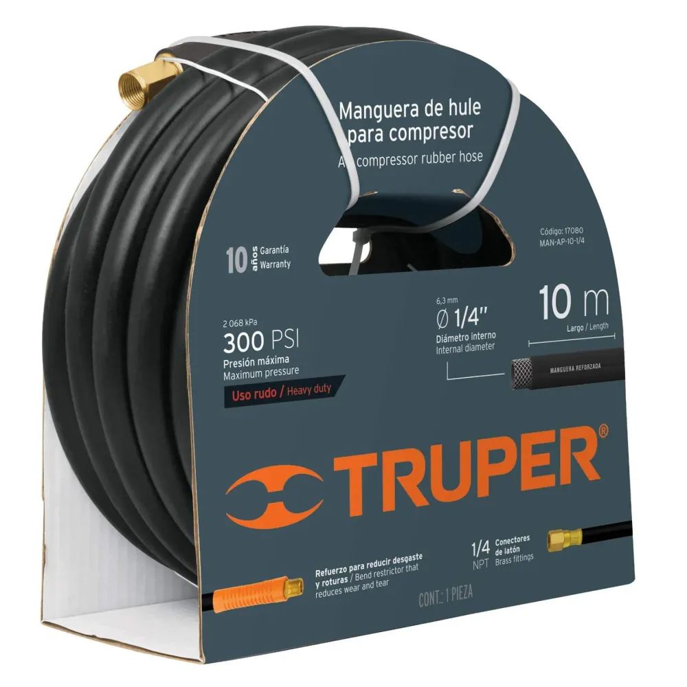 Manguera De Hule Para Compresor, 10 m, 1/4", Truper