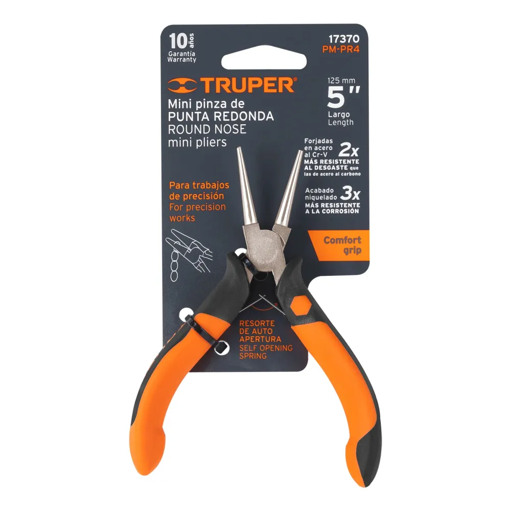 Mini pinza de punta redonda 5" mango Comfort Grip, Truper