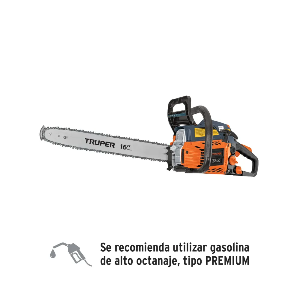 Motosierra 38 cc gasolina con barra de 16", Truper
