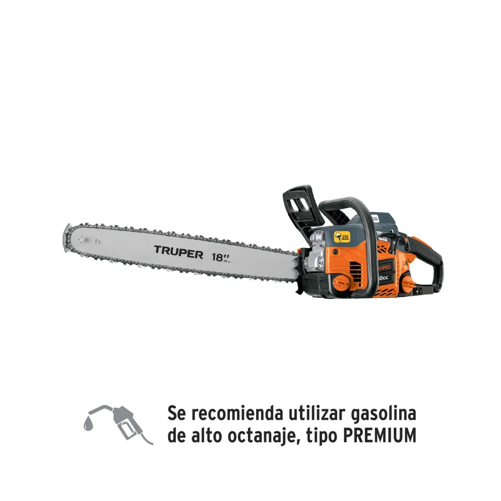 Motosierra 50 cc gasolina con barra de 18", Truper