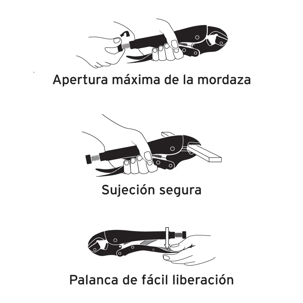Pinza de presión 10" mordaza recta, Truper