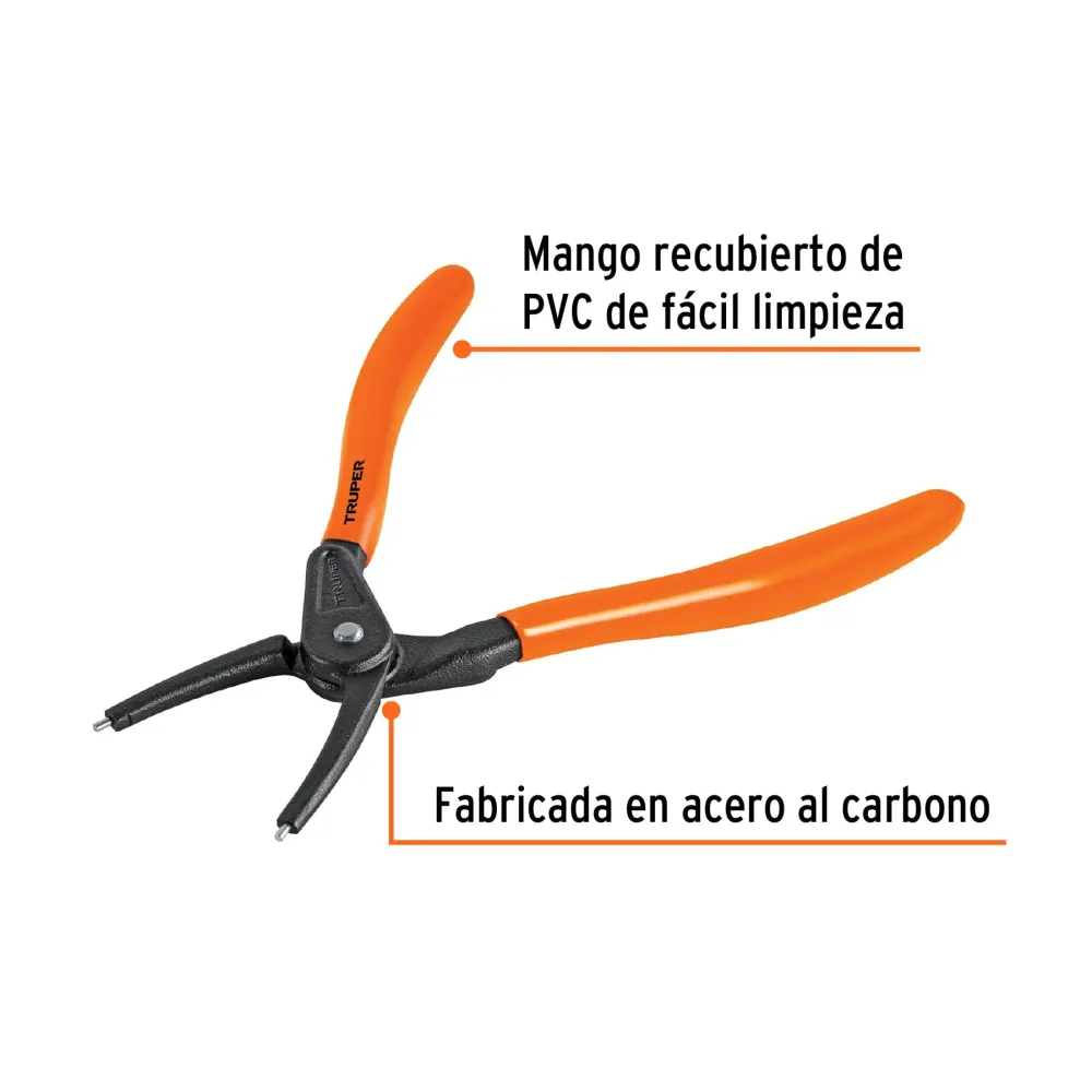 Pinza punta recta 7" para cerrar anillos, mango de PVC Truper