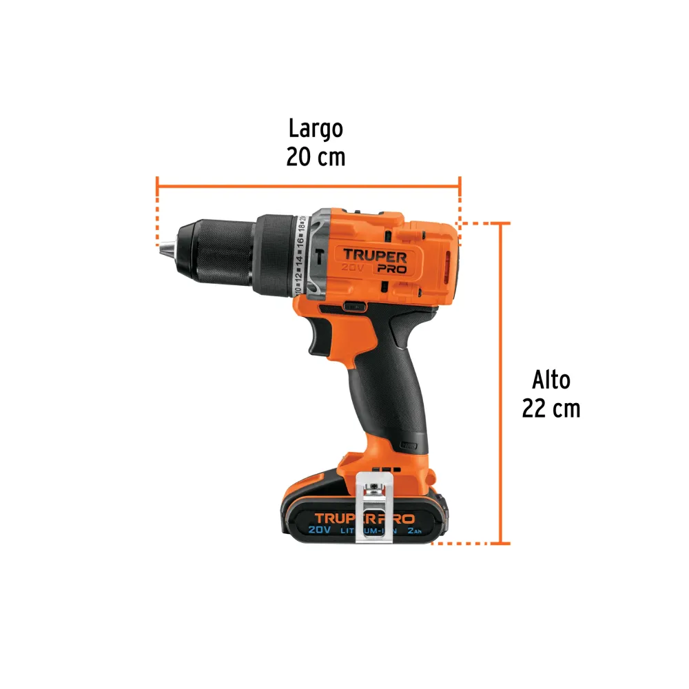 Rotomartillo 1/2", 20V, 1 baterí 2Ah, PRO Truper