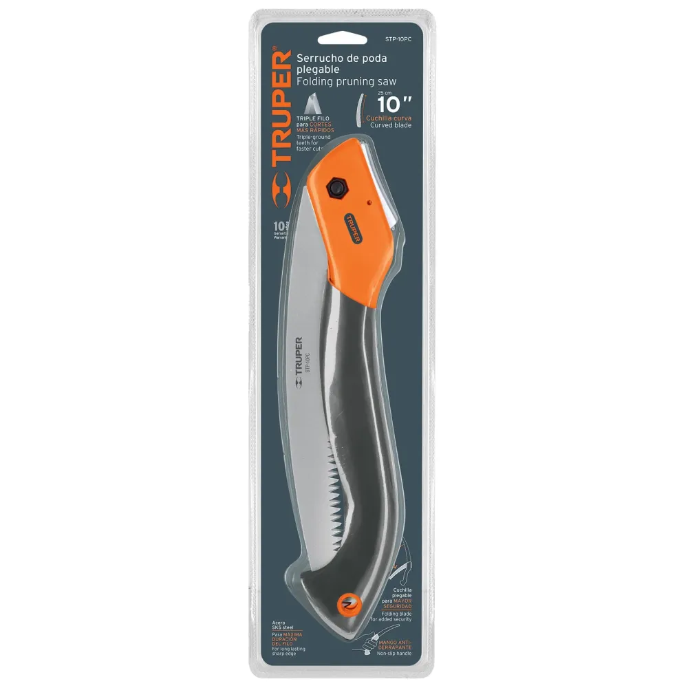Serrucho plegable 10" hoja curva 5 DPP mango plástico, Truper