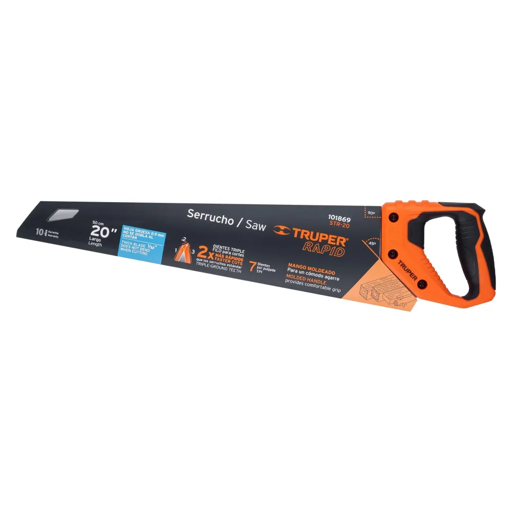 Serrucho Rapid 20", 7 DPP, mango Comfort grip, Truper