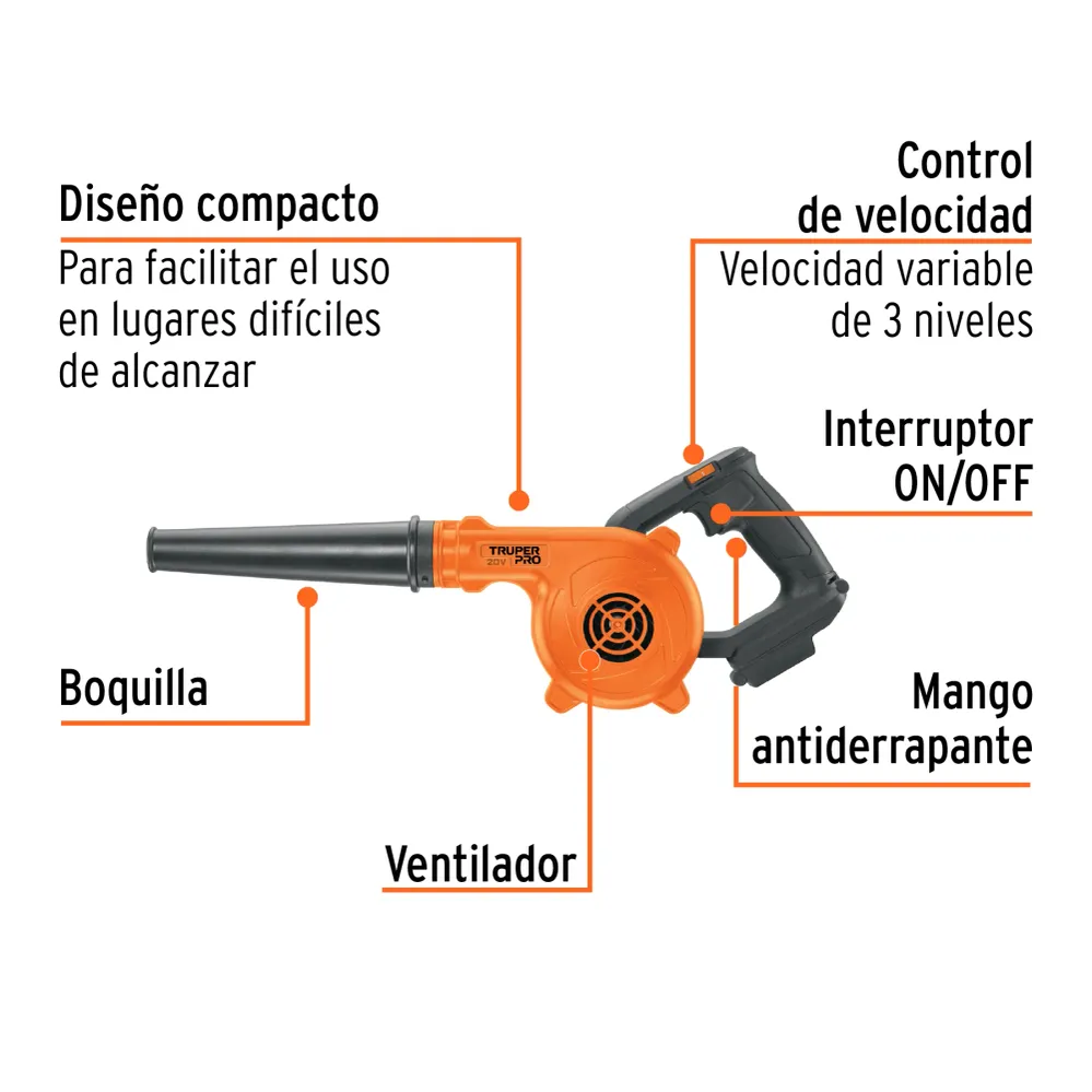 Sopladora para taller, 20V, sin accesorios, PRO Truper