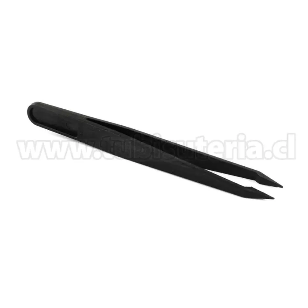 Pinza puntiaguda de punta plana de plástico color negro, suministro de fabricación. TuBisuteria®
