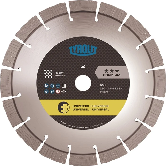 Disco de corte diamantado TYROLIT Premium DCU Ø 230 mm agujero 22,23 mm ( 4000845006 )