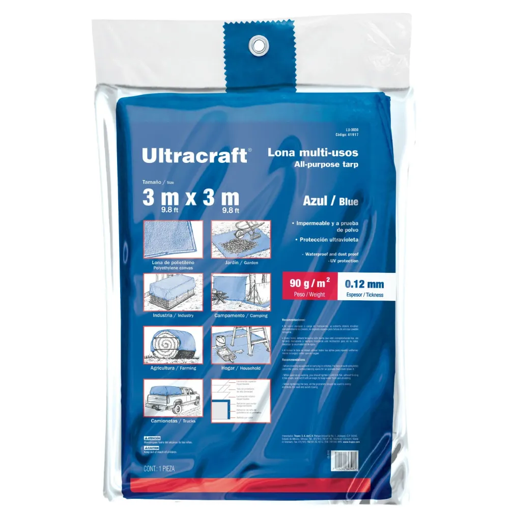Lona de polietileno 3 x 3 m, azul, 90 g/m2, ULTRA Ultracraft