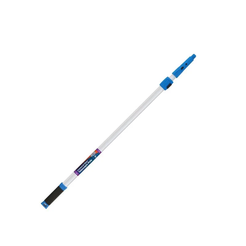 Poste extensible telescópico Unger de aluminio de 1,8 m (6 pies) de largo y 5 cm (2 pulgadas) de profundidad, azul/blanco...