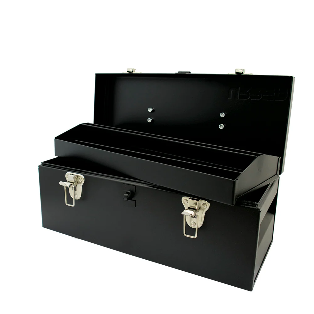 Caja portaherramientas metálica con asa metálica color negro 17" x 7" x 7" Urrea