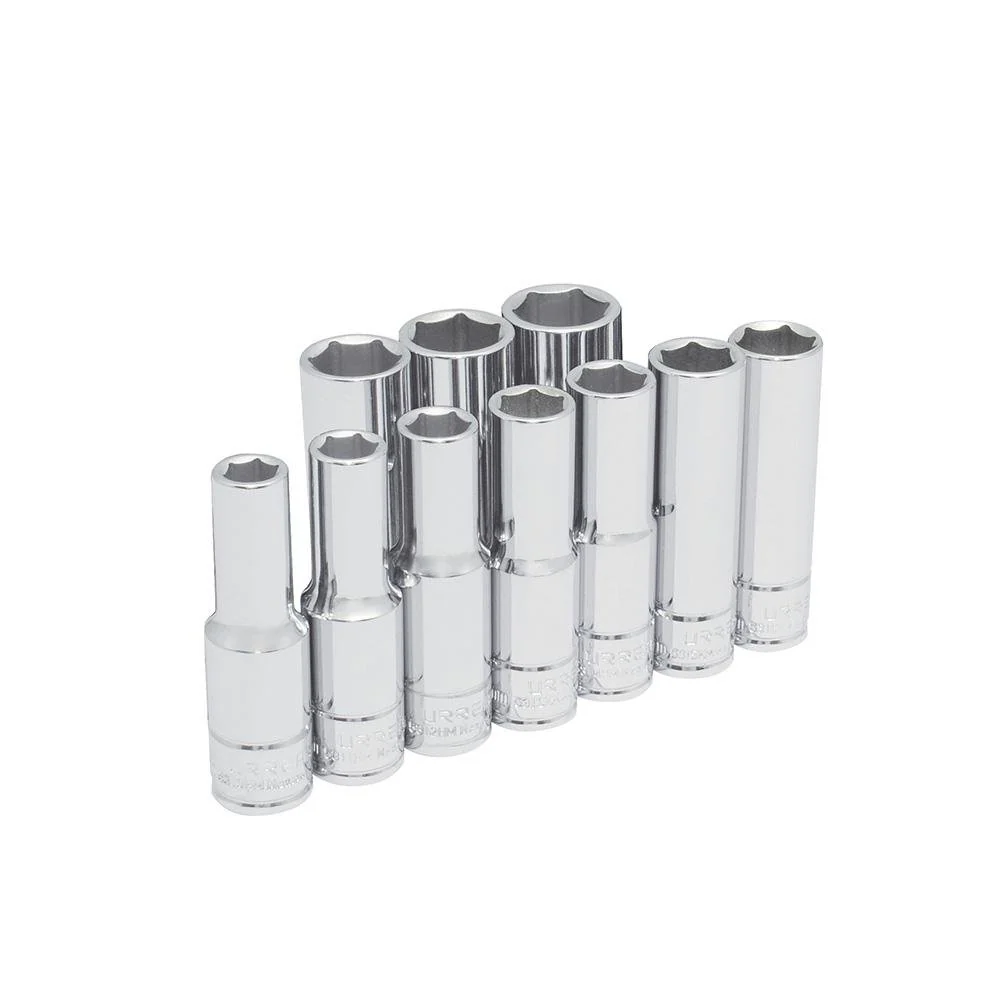 Juego De 10 Dados Largos Métricos Boca 1/2" 6 Puntas Urrea.