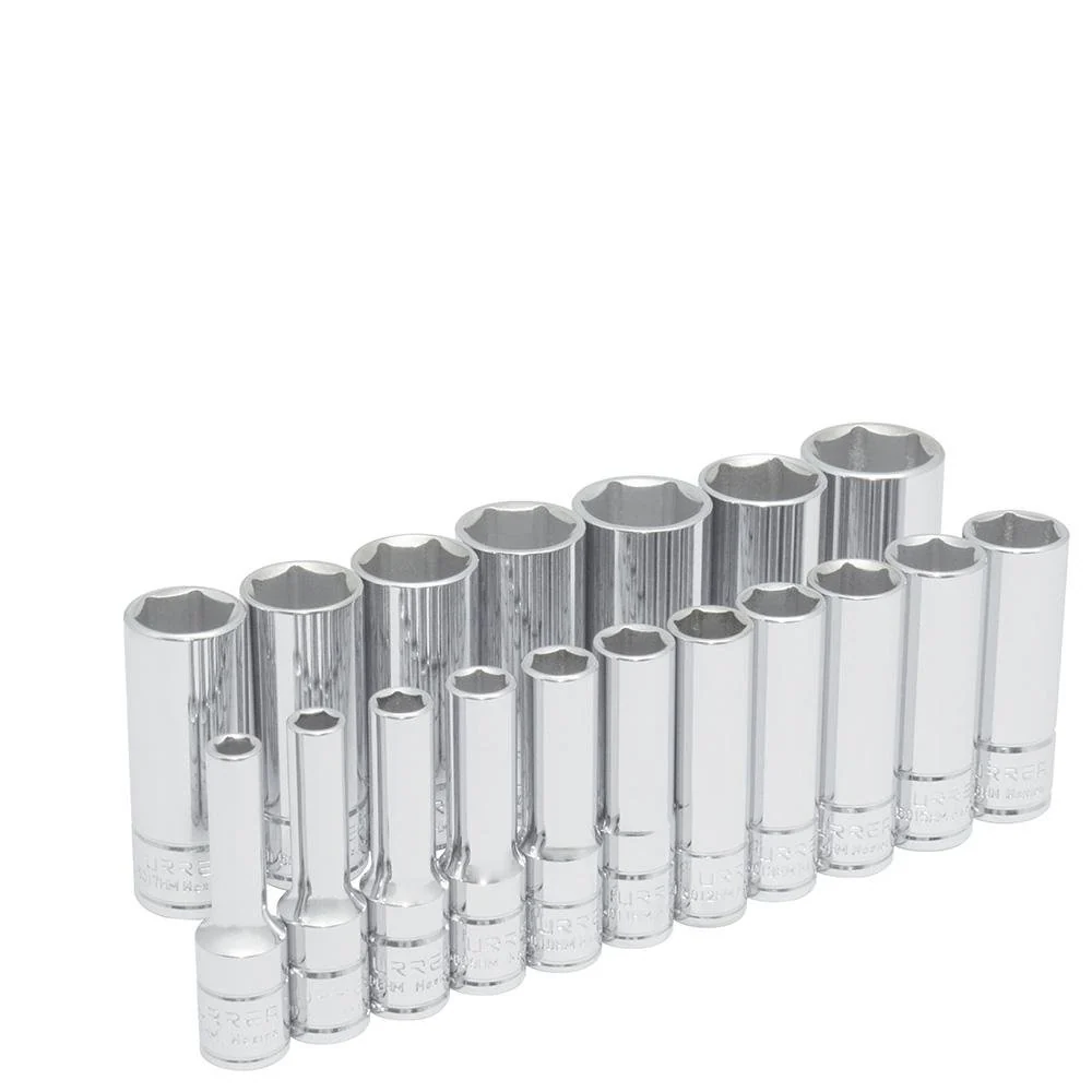 Juego De 18 Dados Largos Métricos 3/8" 6 Puntas Urrea.