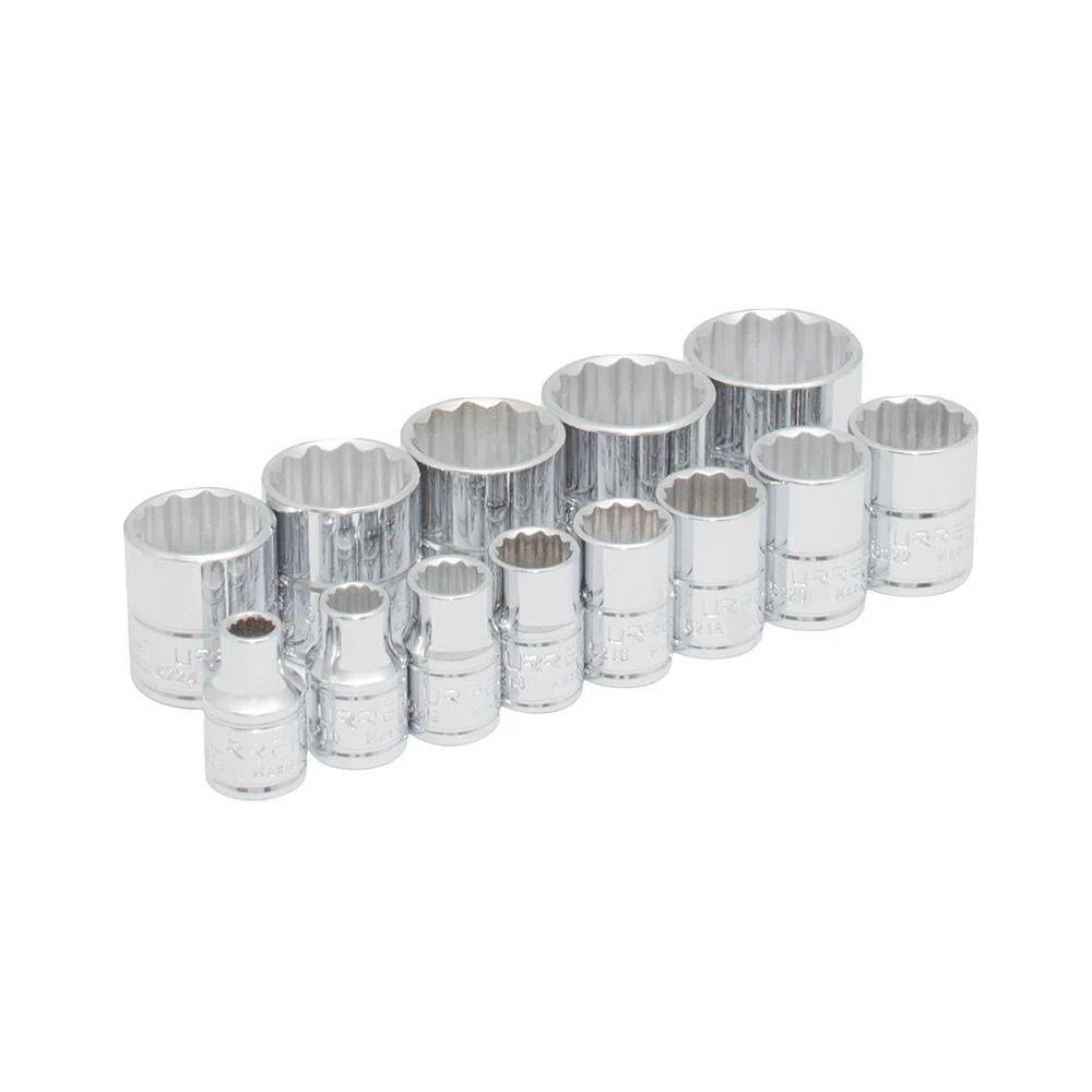 Juego De 13 Dados En Pulgadas Cuadro 3/8" En riel Urrea.