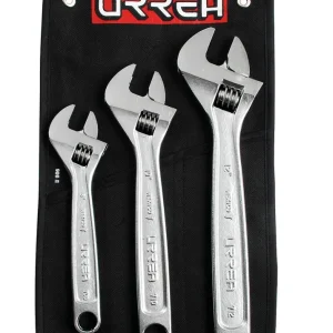 Juego de llaves ajustables cromadas, 3 piezas en estuche Urrea