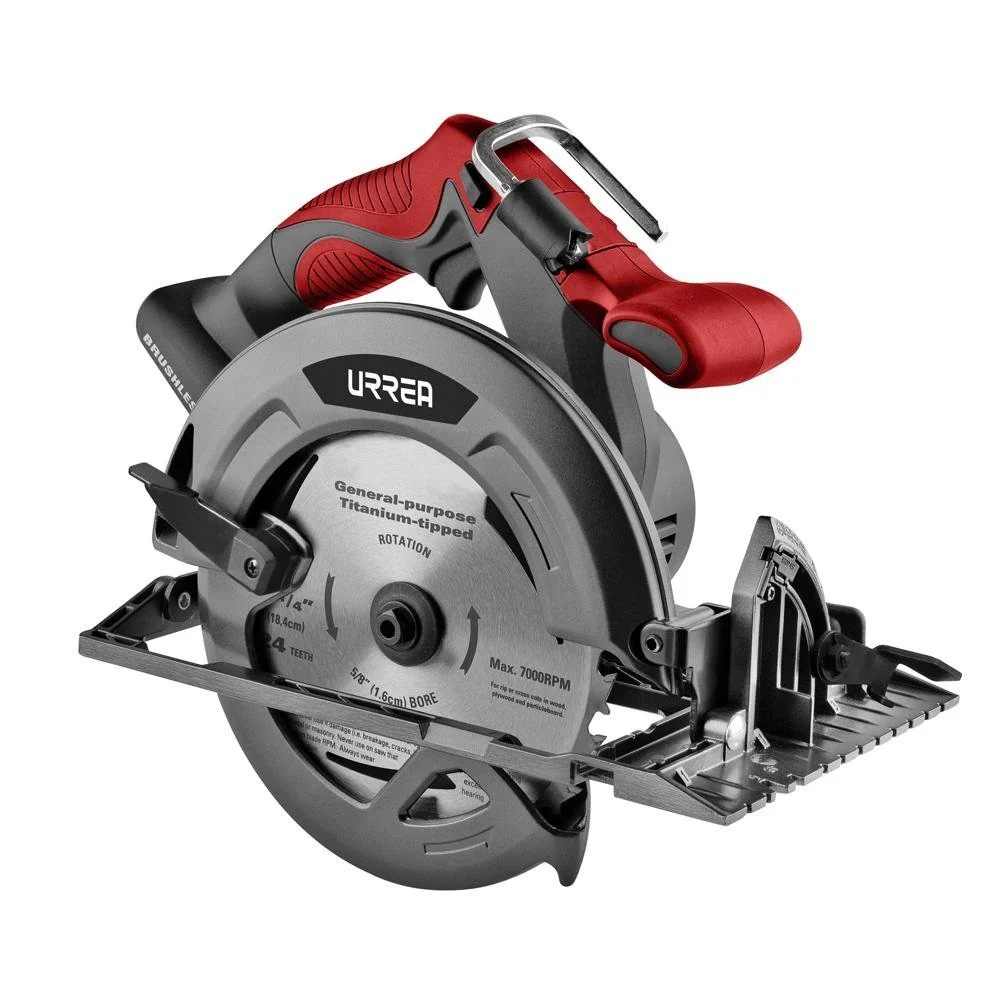 Sierra Circular Inalámbrica 7-1/4",20 V, 1-HP, V-Máxima 4500 rpm, Urrea