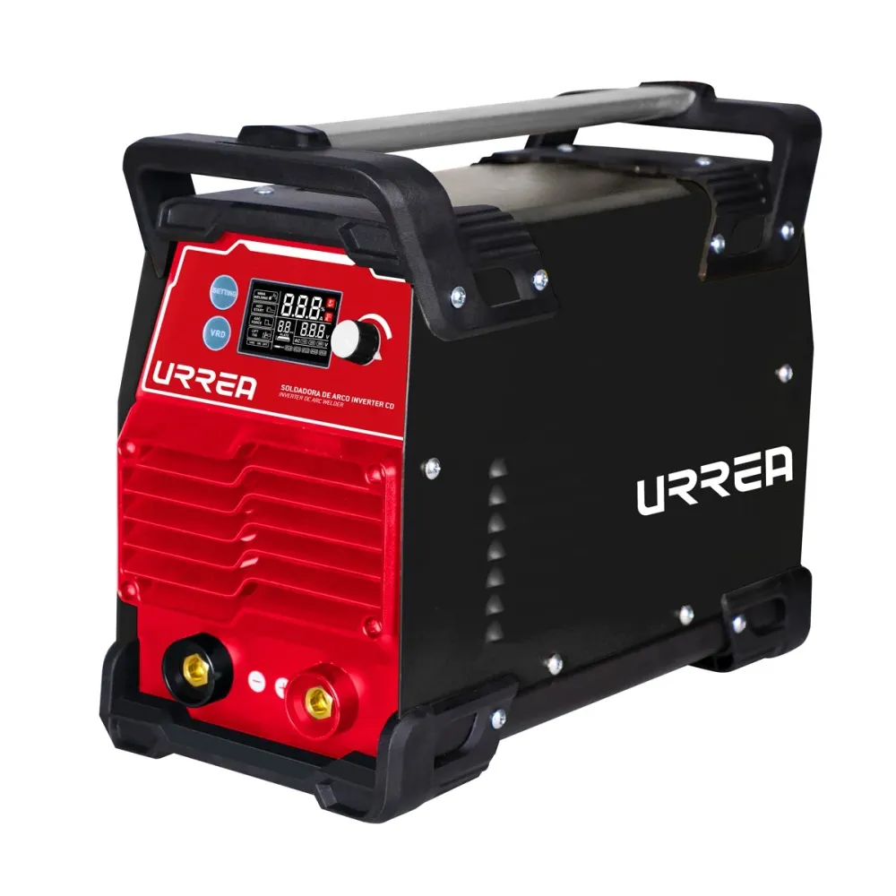 Soldadora inverter preseteo automático, bi-voltaje 110/ 220 V, 60 Hz, 20-130 / 20 - 200 , electrodos E6013 y E7018. Urrea