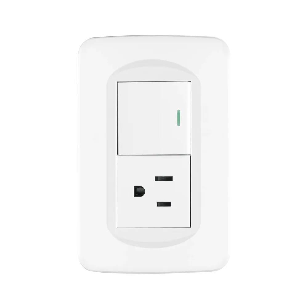 Placa armada interruptor y contacto 1.5 módulos, Toledo Volteck