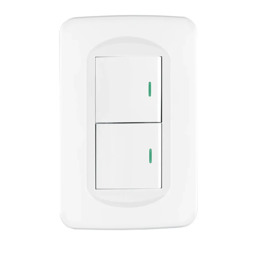 Placa armada 2 interruptores 1.5 módulos, Toledo, Basic Volteck