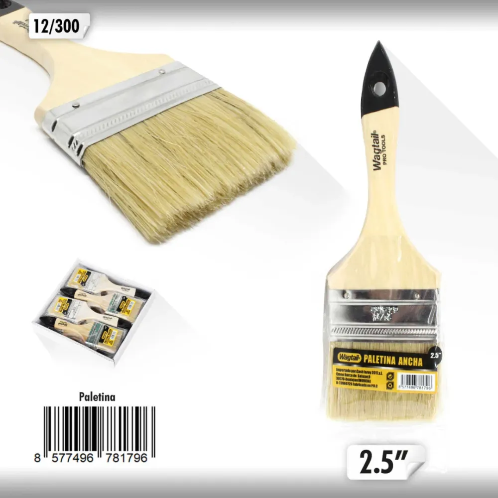 Brocha con Mango de Madera tono claro de 2.5" Wagtail