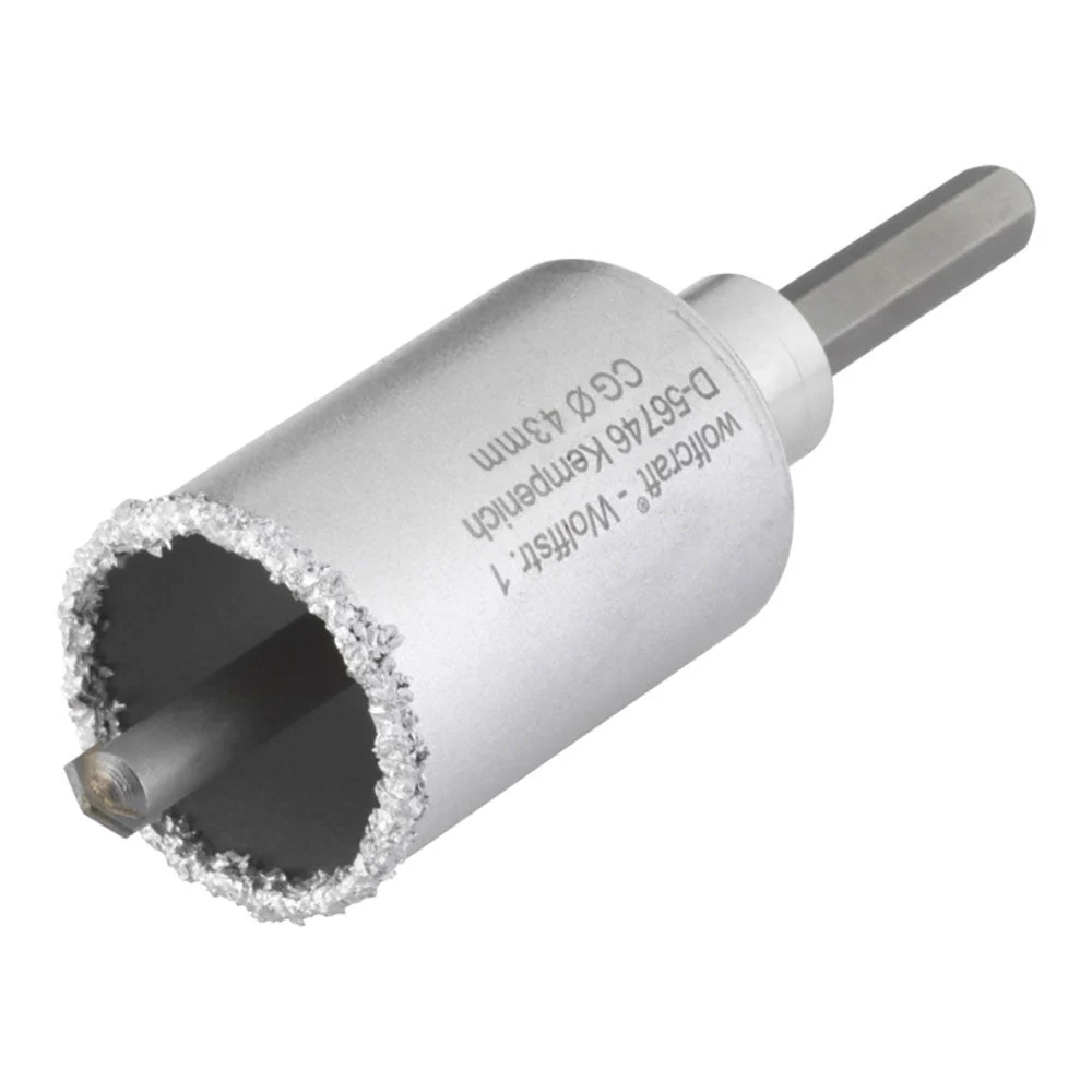 CORONA DE PERFORACIÓN RECUBIERTA DE CARBURO DE TUNGSTENO, CON ADAPTADOR, Ø43 x 55 mm WOLFCRAFT