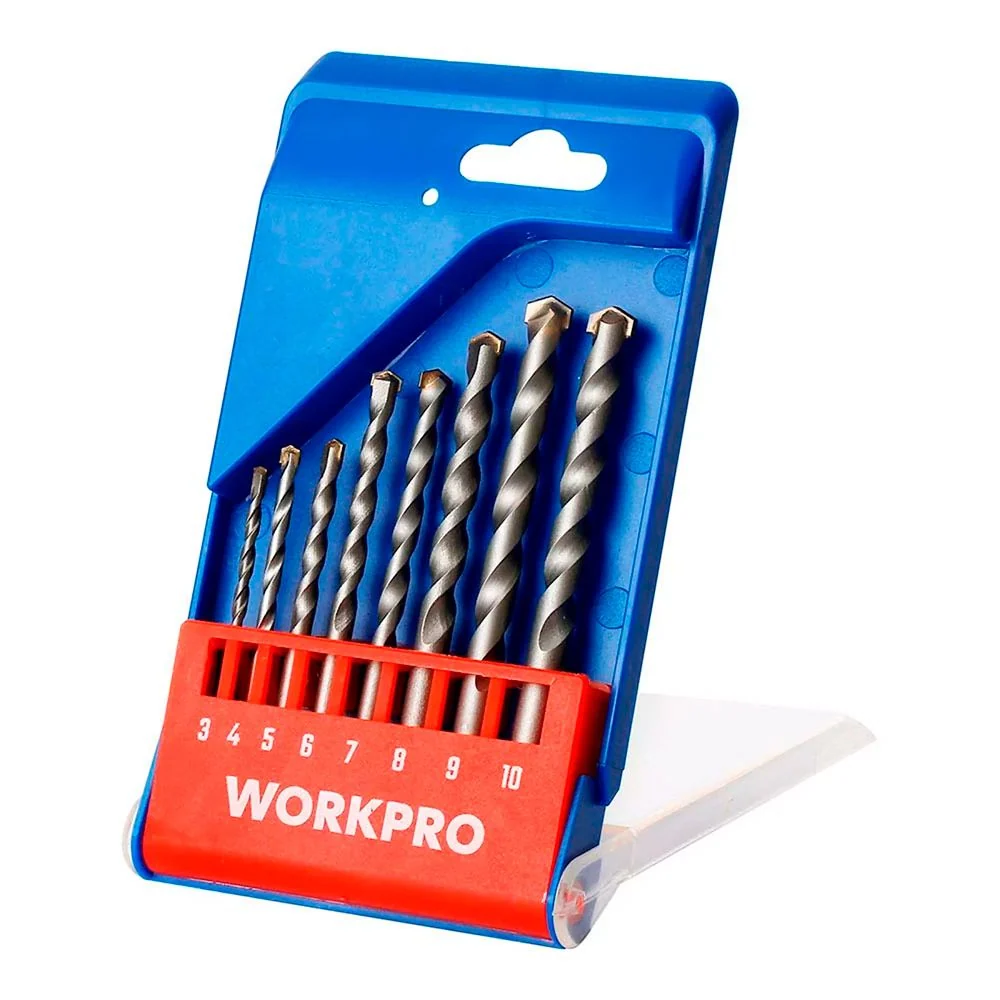 BROCAS PARA MAMPOSTERÍ, BÁSICO, Ø3,00 - Ø10,00 mm, JUEGO 8 PIEZAS WORKPRO