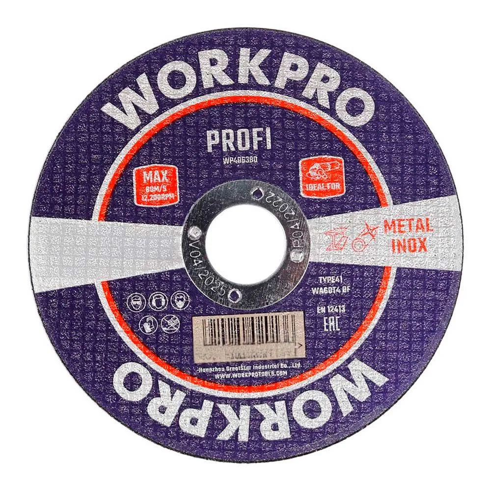DISCO DE CORTE METAL E INOX T41, PROFI, Ø125 x 1,6 x 22,2 mm WORKPRO