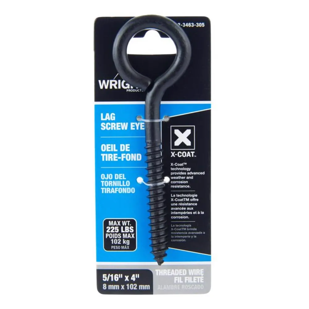 Wright 5/16 . D X 4 . L Black Steel Lag Screw Eye 225 lb 1 pk
