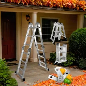 Escalera Plegable Multifuncional De 12 Pasos En Aluminio Col Color Plateado ZEBBRIS SHOP