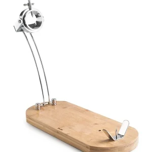 684220 SOPORTE JAMONERO GIRATORIO ACERO INOX/BAMBU MAESTRO IBILI
