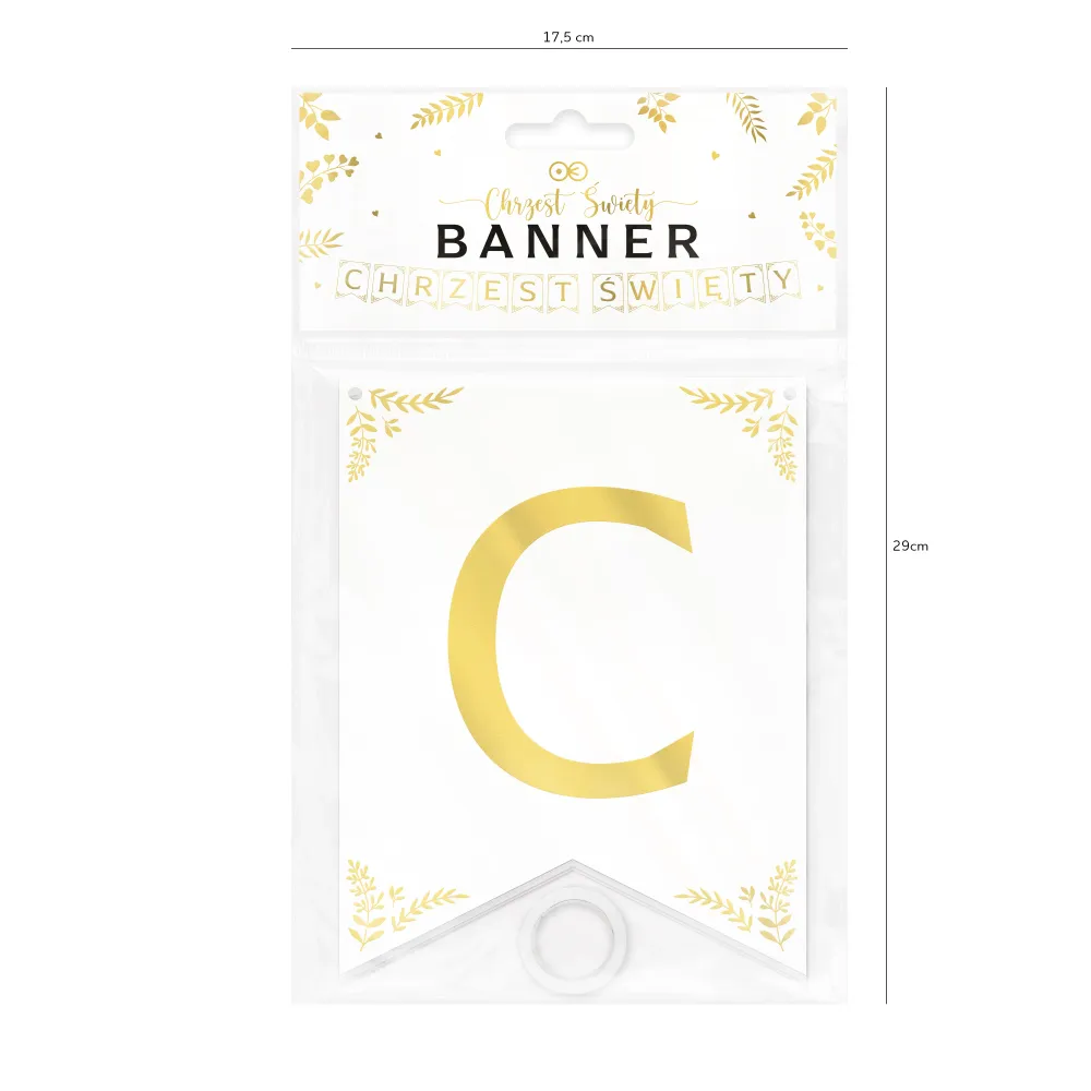 Estandarte Santo Bautismo blanco y dorado 160cm