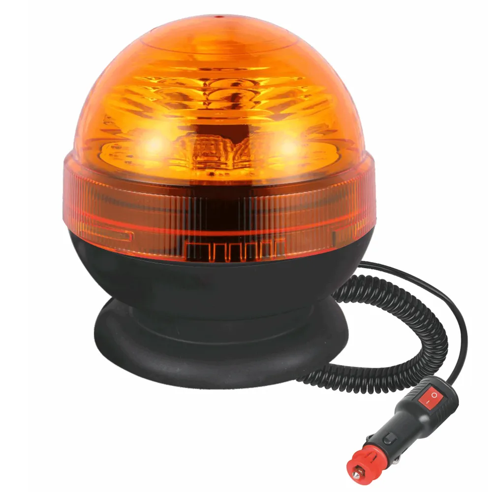 Rotativo LED R65 12 LEDs Ámbar con Base Magnética y Ventosa IP67
