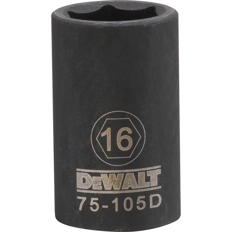 Dado de impacto métrico de 6 puntas DeWalt de 16 mm x 1/2 pulg., 1 pieza