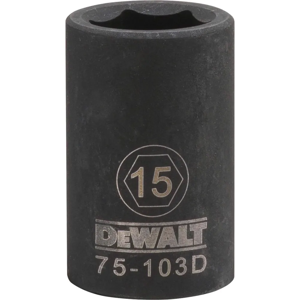 Dado de impacto métrico de 6 puntas DeWalt de 15 mm x 1/2 pulg., 1 pieza