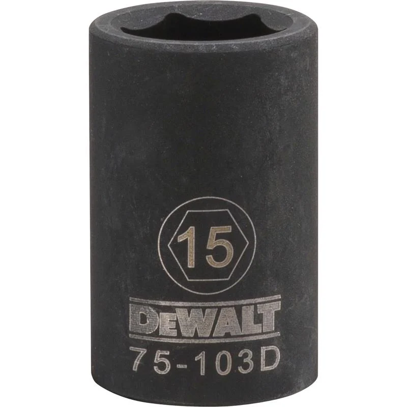 Dado de impacto métrico de 6 puntas DeWalt de 15 mm x 1/2 pulg., 1 pieza
