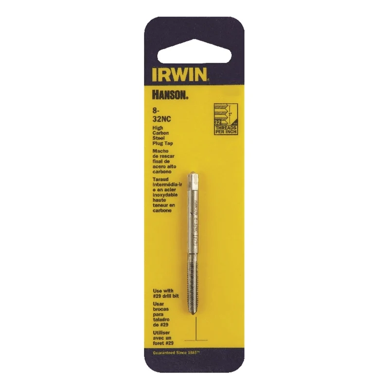 Macho de roscar de acero con alto contenido de carbono SAE de Irwin Hanson, 8-32 NC, 1 unidad (paquete de 5)