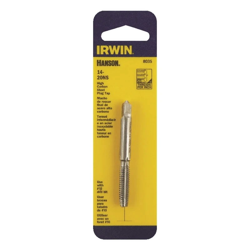 Macho de roscar de acero con alto contenido de carbono SAE de Irwin Hanson, 14-20, 1 unidad