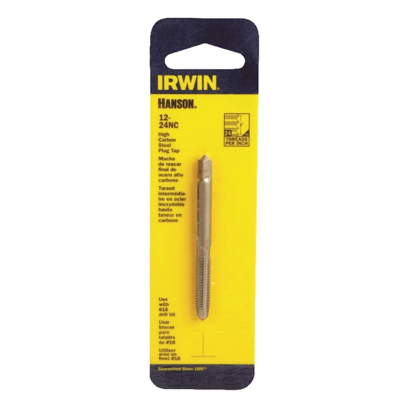 Macho de roscar de acero con alto contenido de carbono SAE de Irwin Hanson, 12-24 NC, 1 unidad (paquete de 5)
