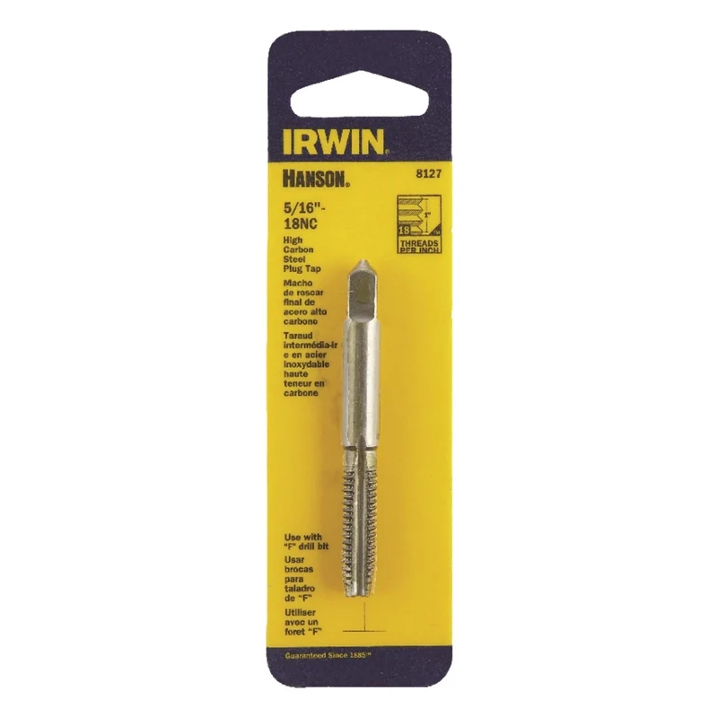 Macho de roscar de acero con alto contenido de carbono SAE de Irwin Hanson, macho de roscar fraccionario de 5/16 pulg., 1...