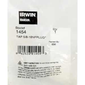 Macho de roscar de acero con alto contenido de carbono SAE de Irwin Hanson, 5/8 pulg., 1 pieza