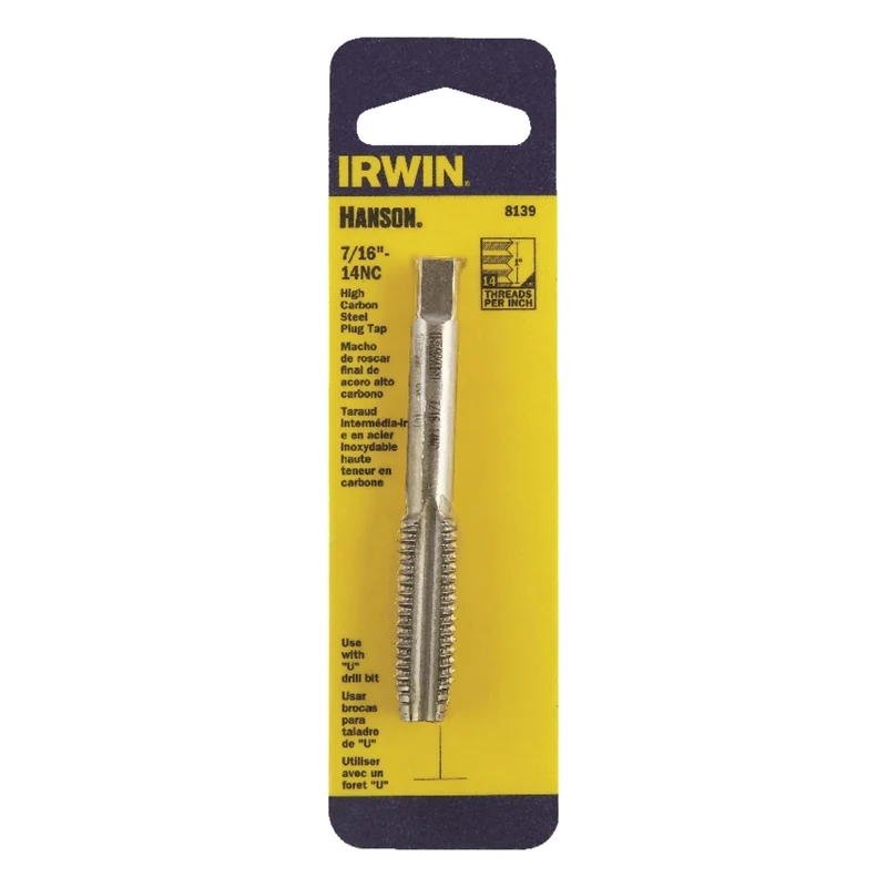 Macho de roscar de acero con alto contenido de carbono SAE de Irwin Hanson, 7/16 pulg., 1 pieza