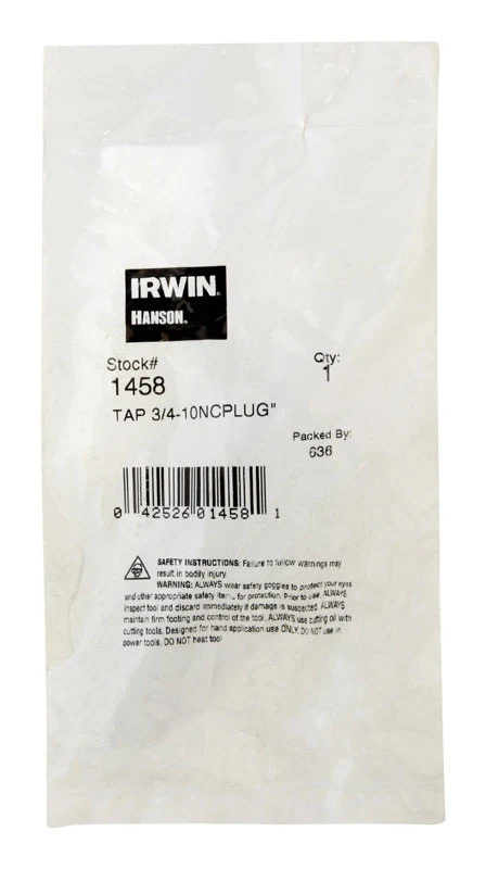 Macho de roscar de acero con alto contenido de carbono SAE de Irwin Hanson, 3/4 pulg., 1 pieza