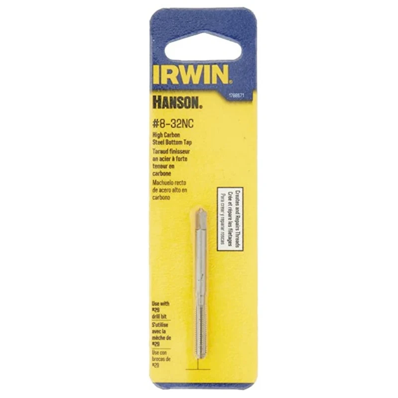 Macho de roscar de fondo de acero con alto contenido de carbono SAE de Irwin Hanson, 8-32, 1 pieza